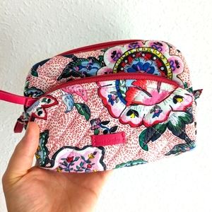 vera bradley stitched flowers cosmetic pouch